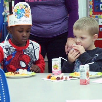 Photo of students eating a snack